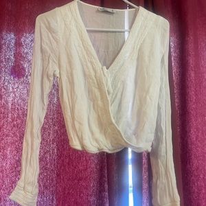 Holister blouse white crossover shirt size small